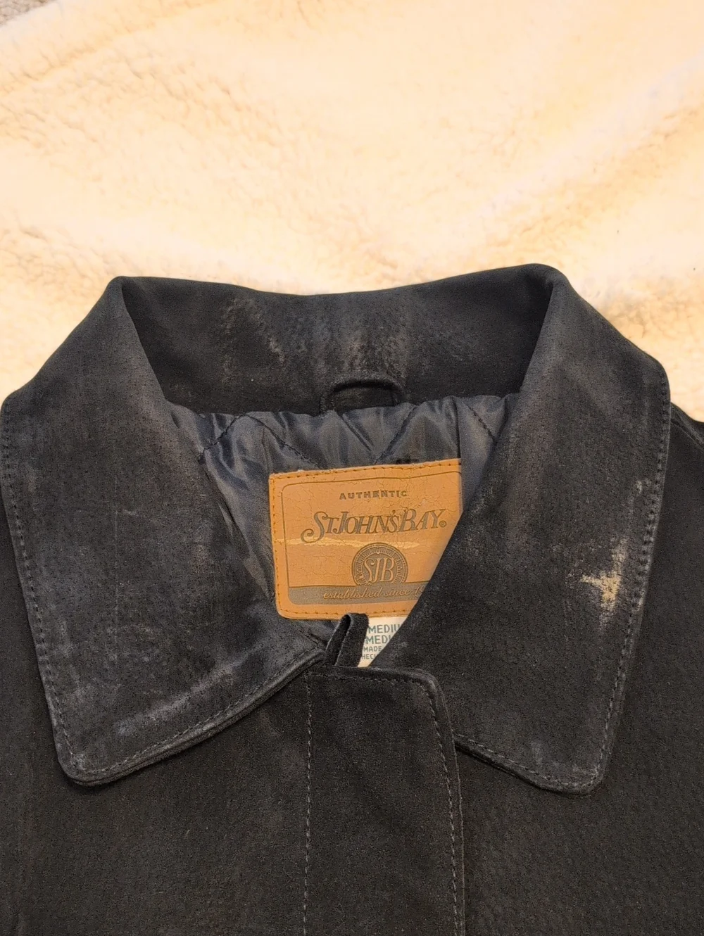 Vintage St. John's Bay Black Suede Leather Medium Bomber Jacket